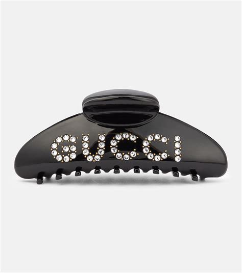 fake gucci hair clip|Logo embellished hair clip in black .